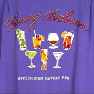 Tommy Bahama Men’s L Hawaiian Silk Diversified Mutual Fun Embroidered Button Up
